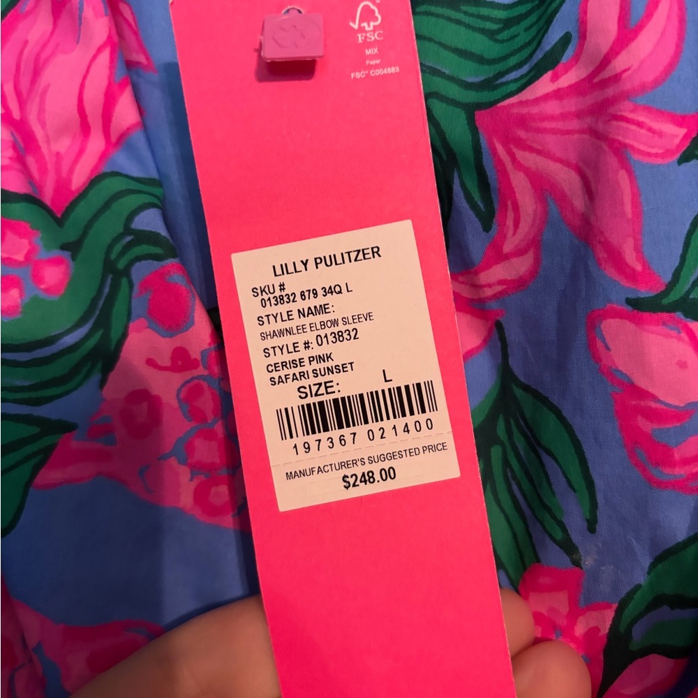 NWT Lilly Pulitzer Shawnlee Dress Safari sunset size L - Picture 5 of 7
